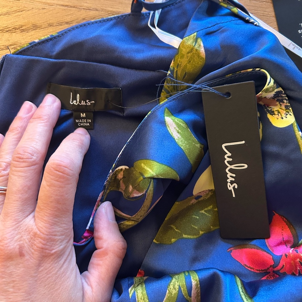 Lulu's Blue Floral Maxi Skirt with Bright Floral Accents - Picture 5 of 5